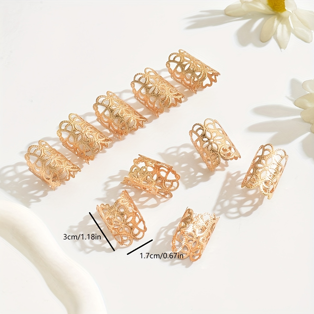 10pcs Set Women's Wide Face Hollow Pattern Open Ring