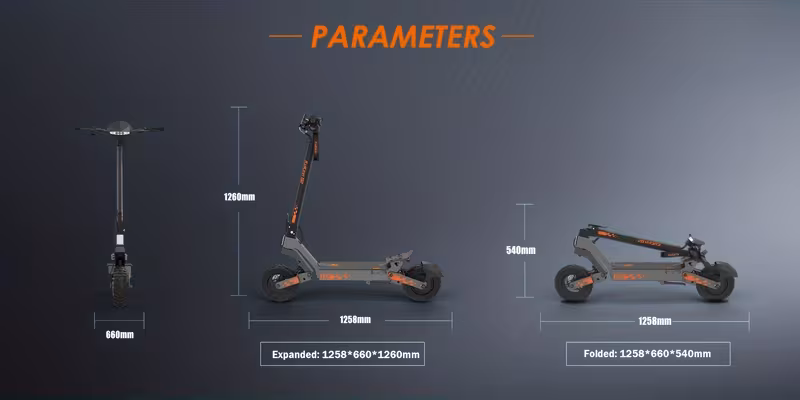 g2 electric scooter adults 700w motor 48v battery 34-42 miles range dual suspension 10 inch off road tires front rear disc brakes foldable e scooter Product details 16