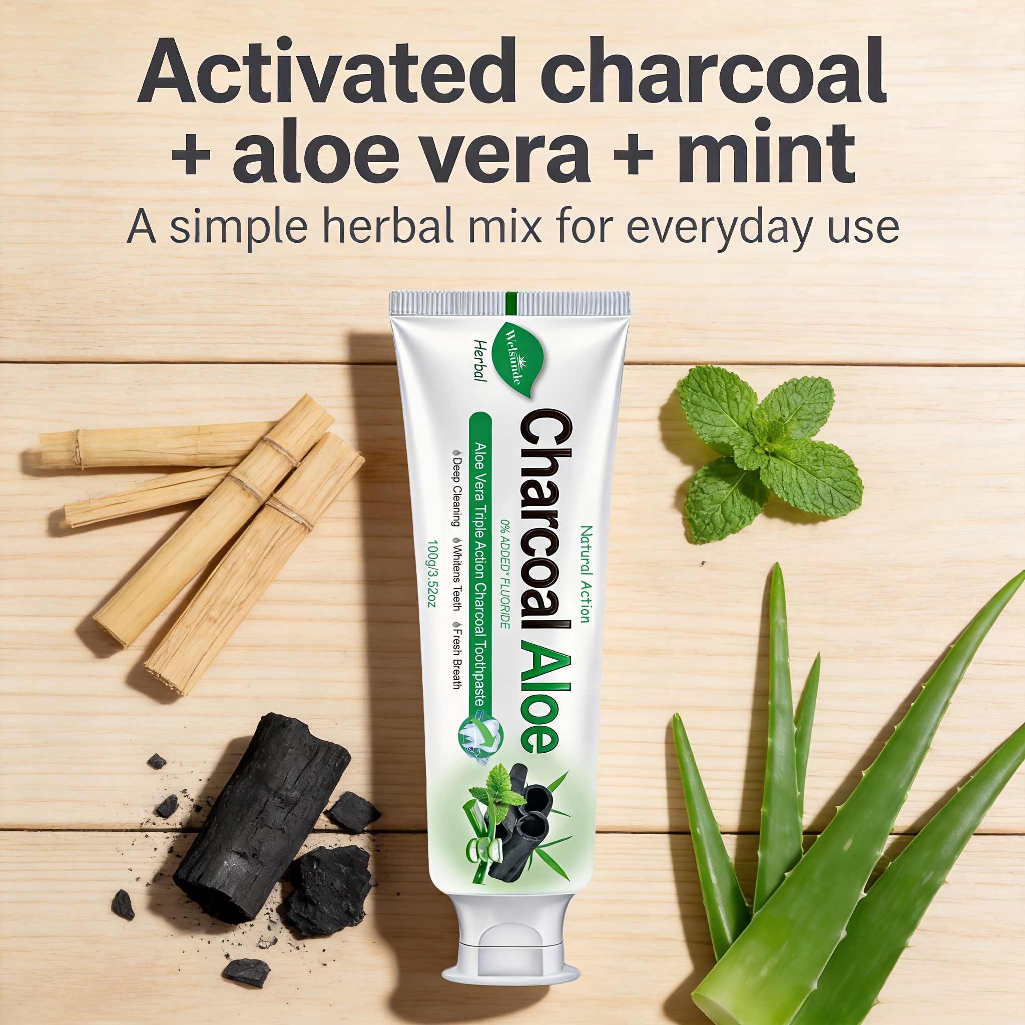 Natural Activated Charcoal Aloe Vera Triple Toothpaste