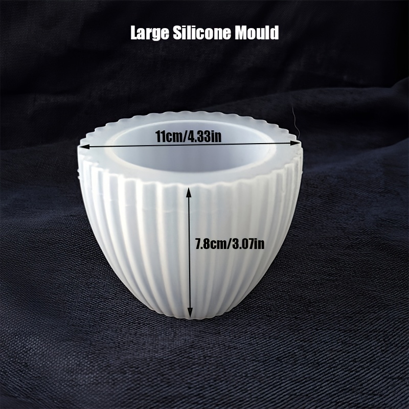 Image of Silicone Mould For Diy Round Bowl, Striped Concrete Succulent Plant Pot, Handmade Storage Box, Cement Plaster Epoxy Resin, Candle Tank, Irregular Shape Terrazzo Mold