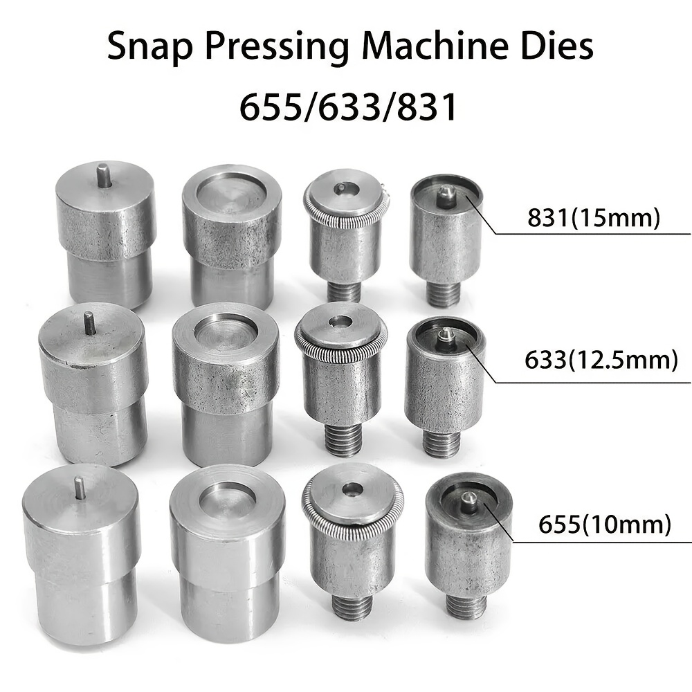 

3 Sets Of Golden Fasteners, 4 Sets Of Snap Fastener Molds, Stainless Steel Heavy-duty Snap Fastener Molds, Suitable For Hand Press Machines, Clothing, Leather, Seamless Buttons For 655/633/831 Buttons