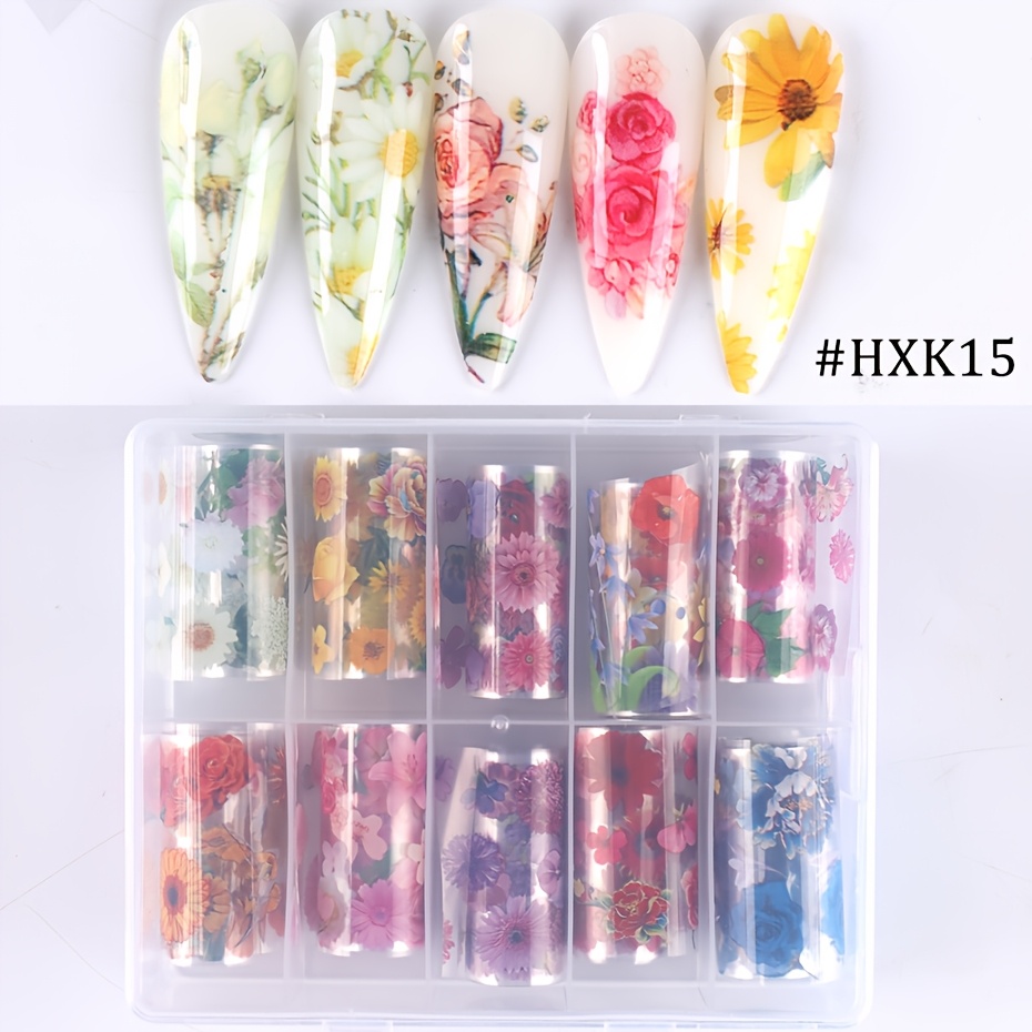 Daisy Flower Nail Art Transfer Stickers Spring Summer Chrysanthemum Decals Rose Blooming Starry Manicure Sliders