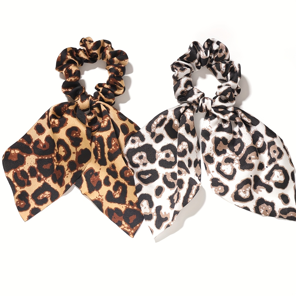 2pcs Leopard Print Fabric Hair Ties