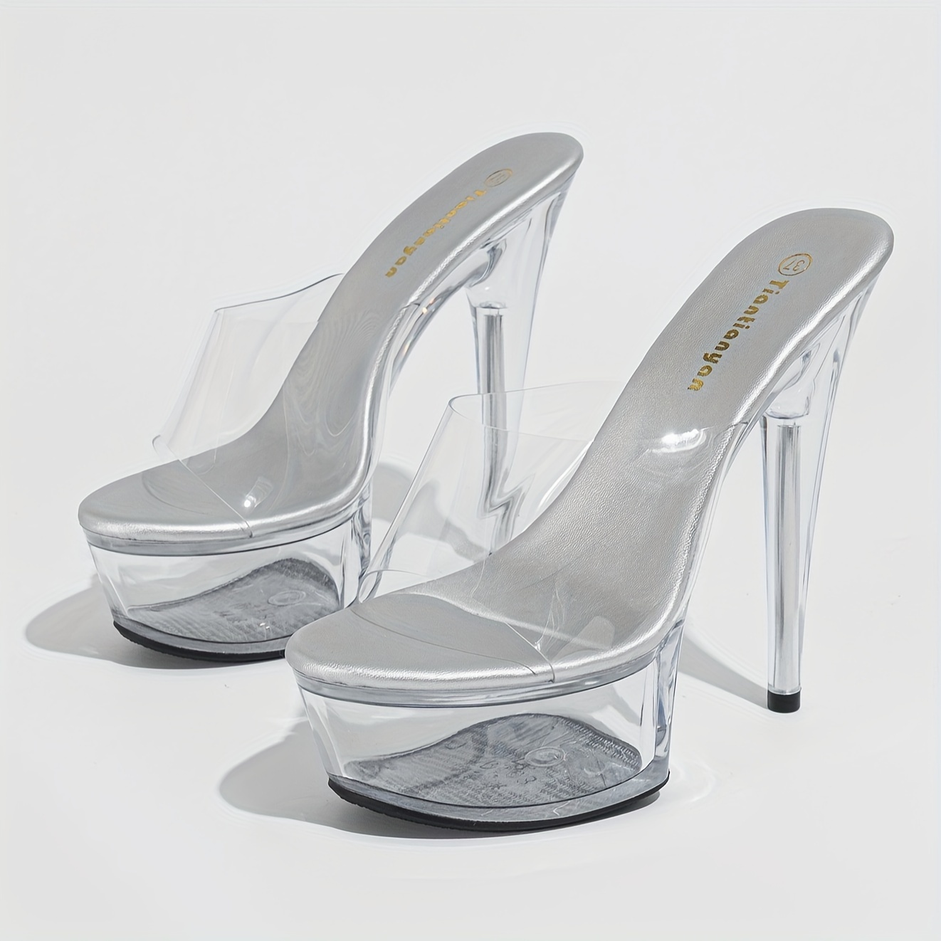 women clear strap platform stiletto heeled mule sandals Temu