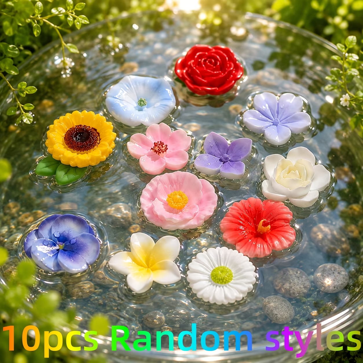 10pcs Random Style Resin Floating Flower Ins Fish Tank Aquarium Landscaping Decoration Creative Decoration Ornaments
