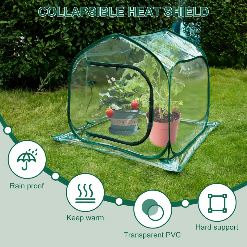 

1pc Transparent Pvc Pop Up Greenhouse, Collapsible Heat For Indoor/outdoor Gardening, Portable With Hard Support, Rainproof, Warm Retaining For Plants And Pets