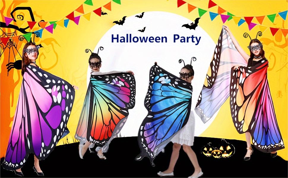 GDBY Butterfly Wings Costume Set for Girls - Party Animal Themed Princess Dress Up Accessories with Black Headband, Machine Washable Polyester and Spandex, Non-Feathered Butterfly Wings for Birthday Party Favors and Halloween Outfits details 0