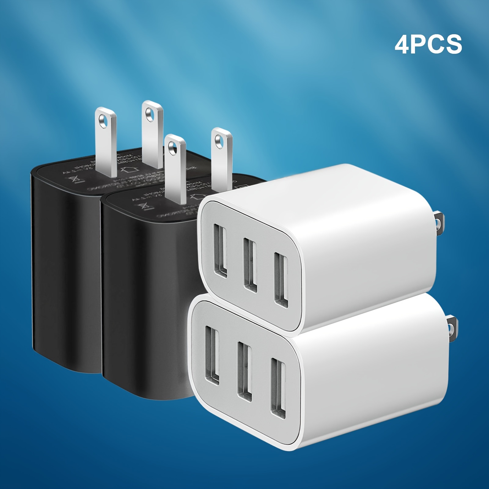 

4pcs Usb Wall Charger, Charger Adapter, Quick Charger Plug Cube For Iphone 14 11 Pro Max 10 Se X Xs 8 Plus S22 S21 S20 Fast Charging Box Brick