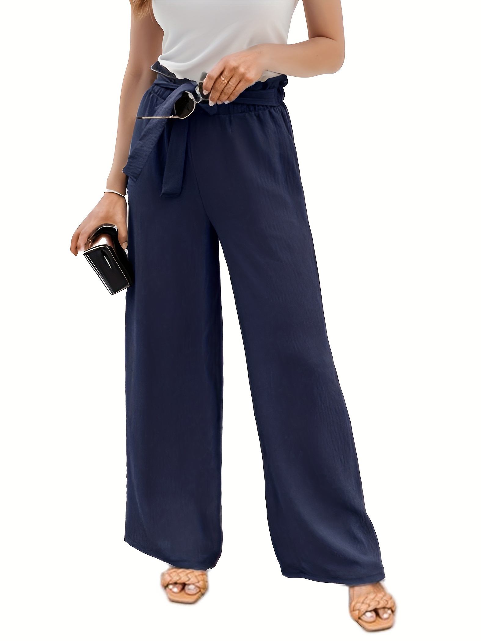 Palazzo Pants Paperbag Waist Belted Pants Paper Bag Waist
