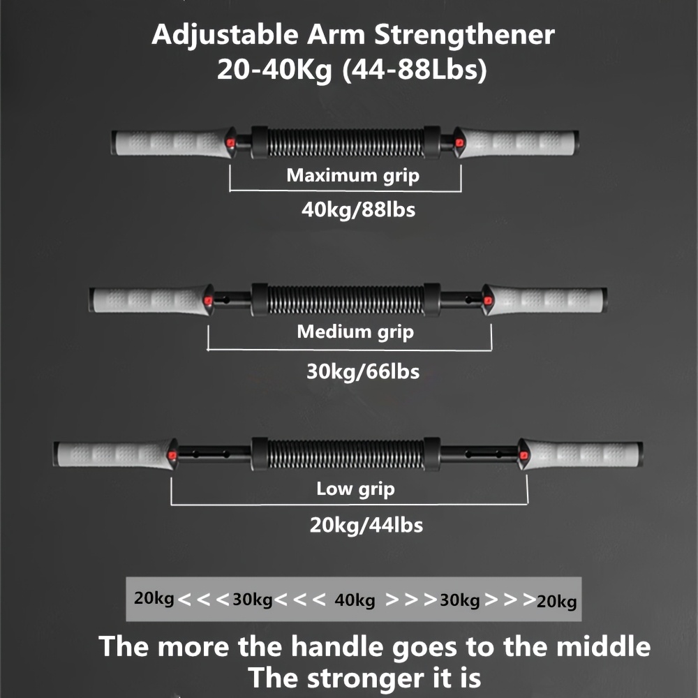 adjustable spring arm curler heavy duty manual arm strength trainer with 3 level   20 40kg 44 88lbs sturdy steel construction for home gym upper body workout bench desk mountable ideal for beginners advanced   cylindrical grip feature   steel Product details 3