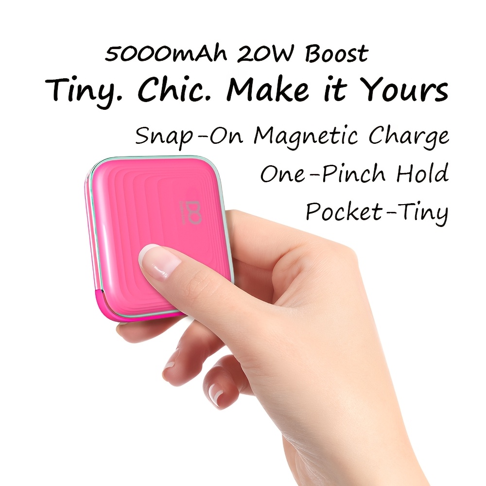 TEMU Pocket-sized Magnetic Power Bank, 5000mah Wireless Charger With 22.5w Pd Fast Charging, Mag-safe Compatible For Iphone 17/16/15/14/13/12 Series