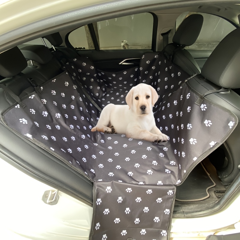 durable waterproof pet car seat cover scratchproof nonslip dog hammock for back seat heavy duty canvas material with cute paw bone print design protects vehicle interior from pet damage pet car accessorie