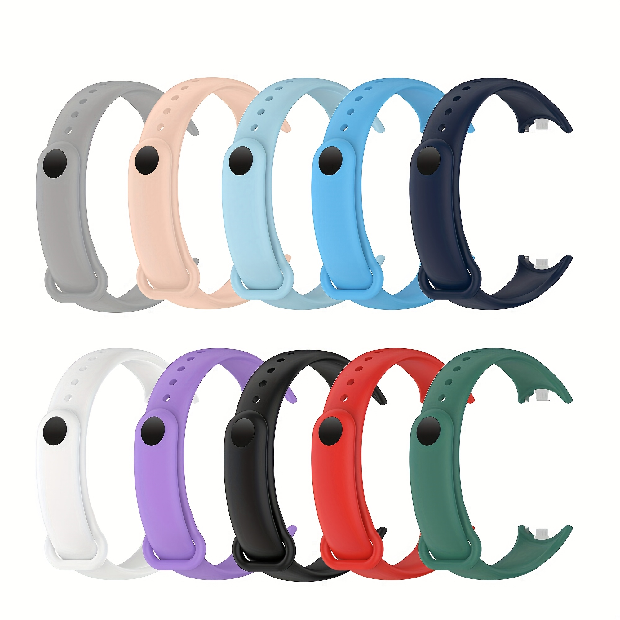 TEMU 10pcs Xiaomi Mi Band Replacement Silicone Straps - Adjustable Waterproof Expandable , Durable Fit, Suitable For And Xiaomi Mi Band 9 Only Strap,