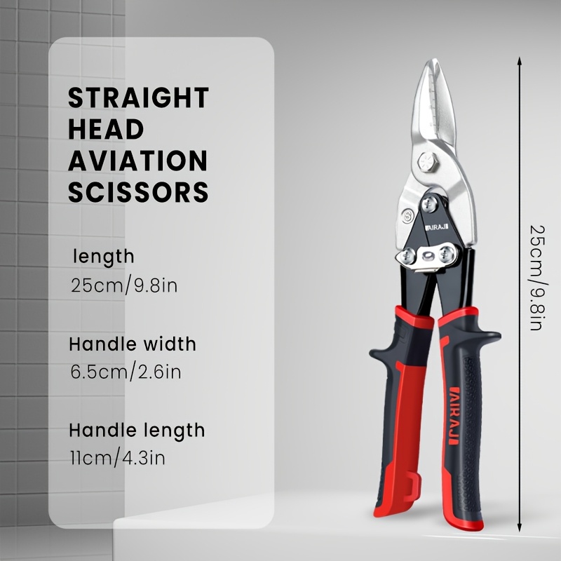 Airaj Professional Metal Cutting Scissors - Ergonomic, Multi-directional Tin For Home Improvement & Industrial Use