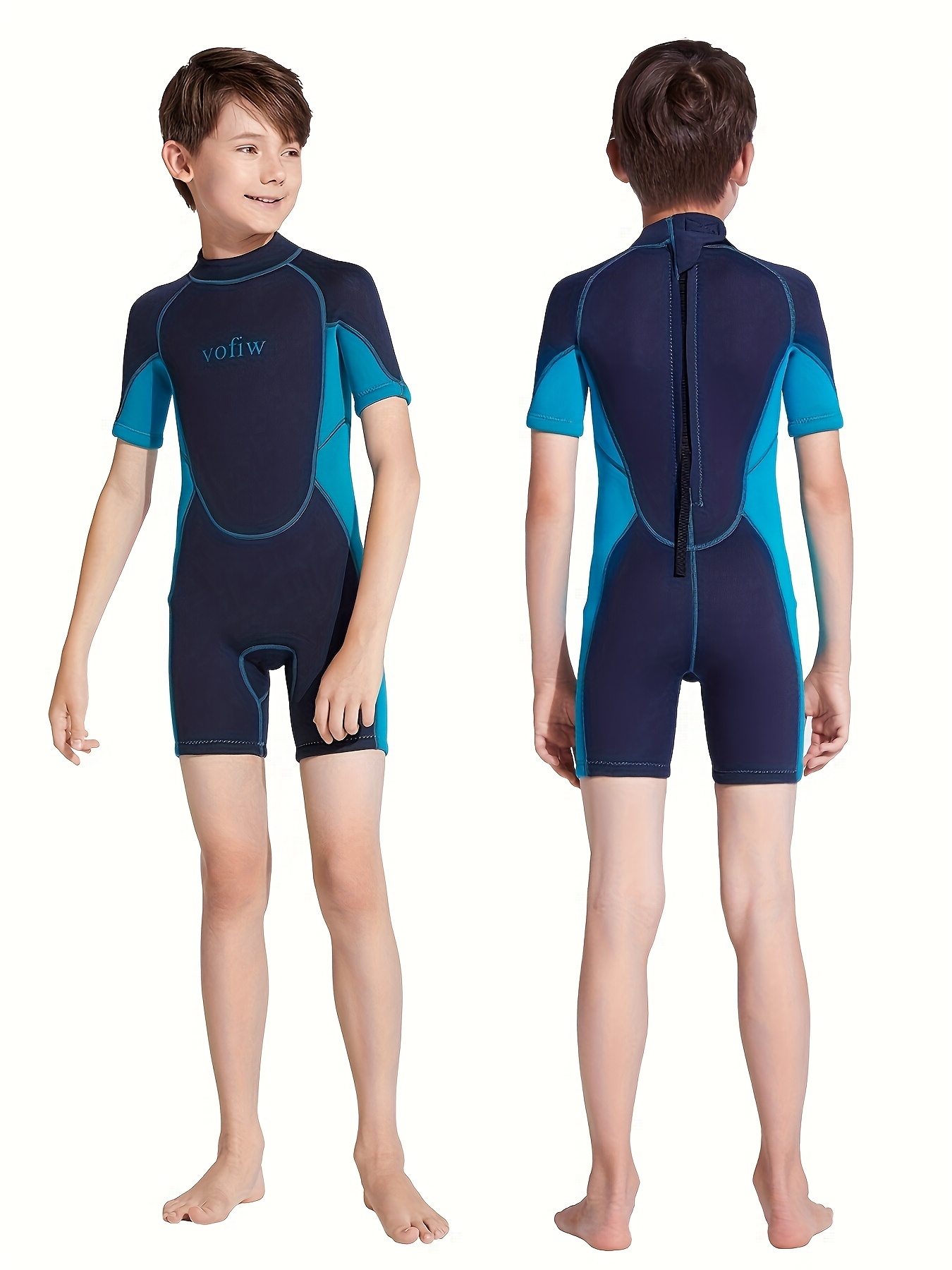 Traje de Neopreno para Niños y Niñas Manga Corta con Cremallera  Completa Rápido Ideal para Surfear, Bucear o Nadar en Piscin
