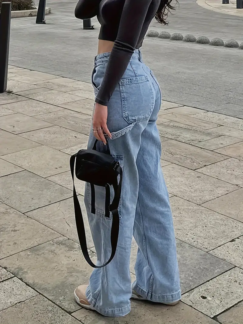 Casual Street Solid Without Belt Straight Denim Jeans Casual Street Solid Without Belt Straight Denim Jeans