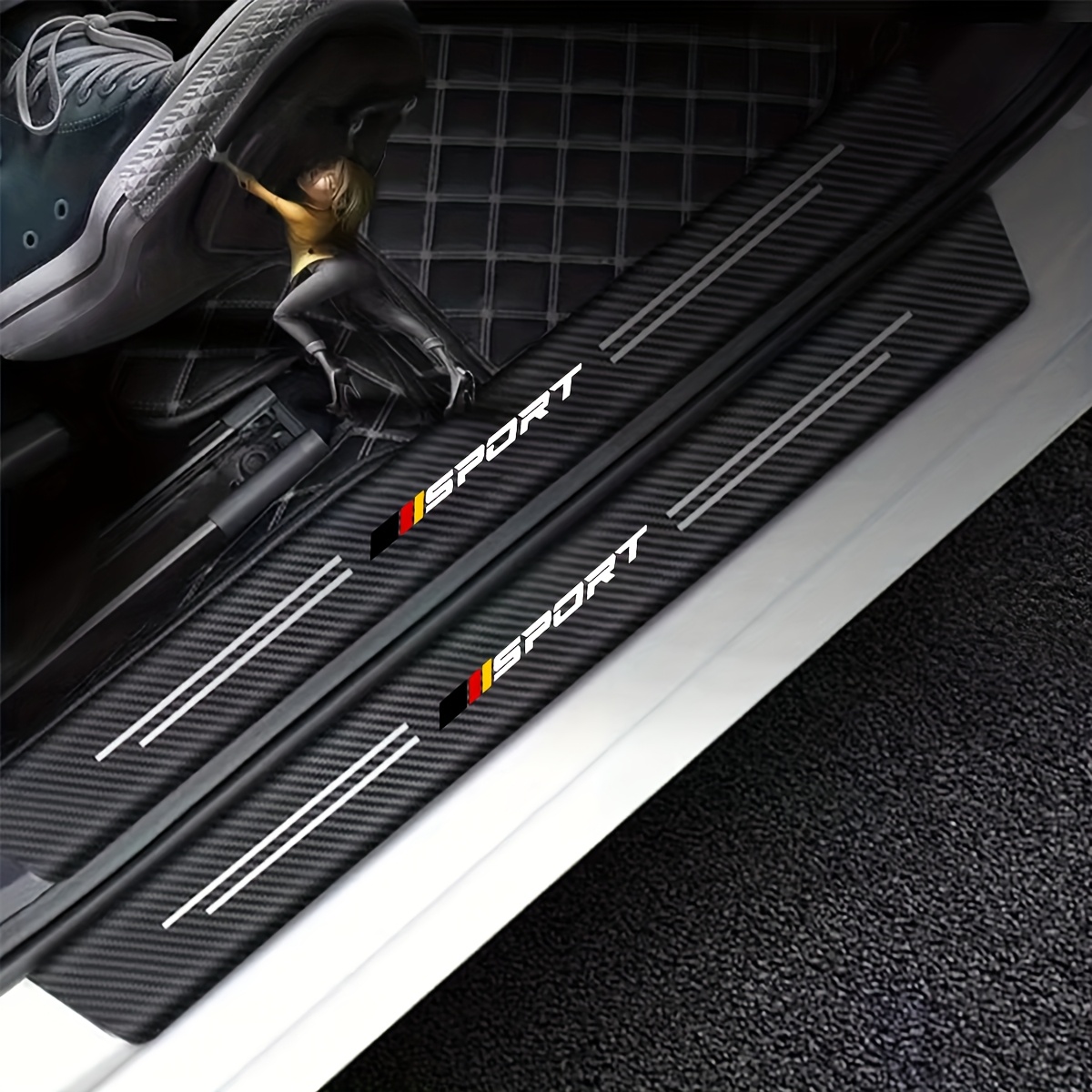 8pcs car door sill protection sticker carbon fiber textured pvc leather sticker for   for vw for ford Product details 4