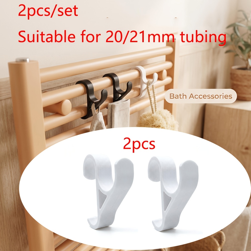 TEMU 2-pack Home Storage Auxiliary Hooks For Bathroom Radiators And Heating Pipes, Suitable For 20/21mm Pipes, Lightweight And Sturdy, Dual