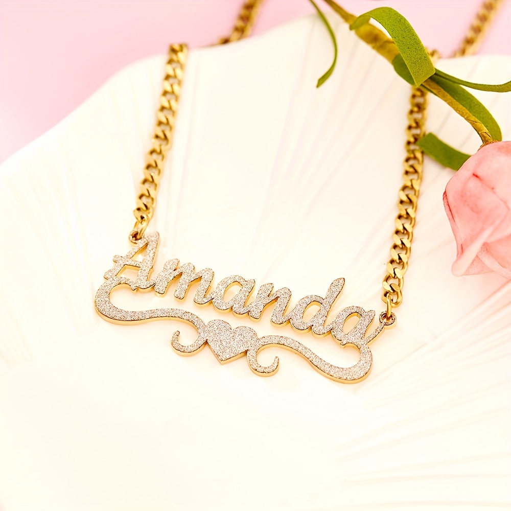 custom name necklace personalized stainless steel bling Temu
