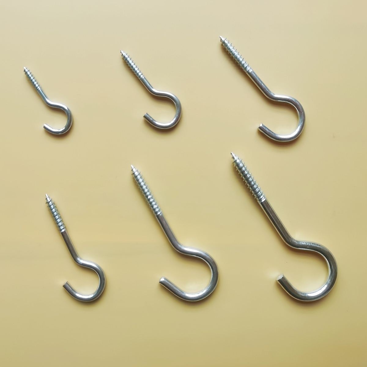 set of 20 heavy duty steel   hooks with screws ideal for hanging wind chimes and       in different sizes