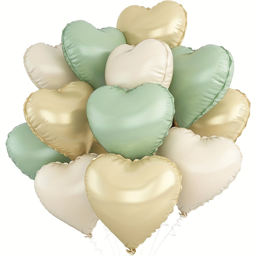 

15pcs 18" Heart-shaped Foil Balloons With Curling Ribbon - Ideal For Weddings, Valentine's Day, Engagements, Anniversaries & Birthdays