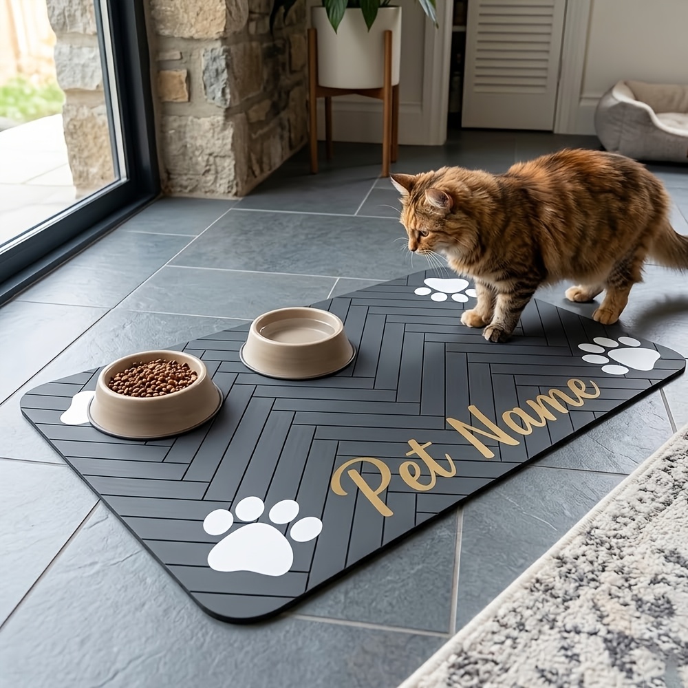TEMU Personalized Non-slip Quick-dry Diatomite Pet Feeding Mat Suitable For , Water-absorbent Stain-resistant Easy-clean Diatomite With Suitable For