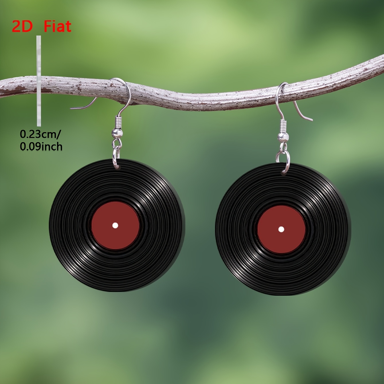 TEMU 2D Flat - 1 Paar 2D Flat Retro Schallplattenmuster Acryl Anhänger Ohrringe, Nostalgischer literarischer Stil Damen Alltags Urlaubs Schmuck