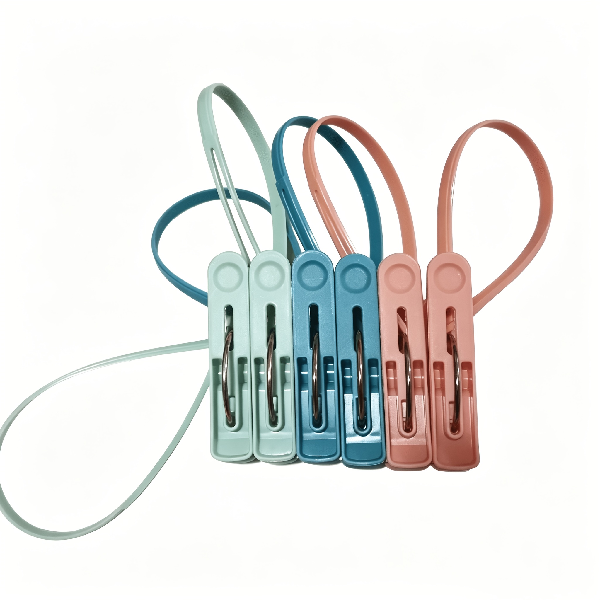 Image of 6pcs Windproof Clothes Hooks With Rope - Durable Plastic, Perfect For Hanging Laundry, Towels, And Socks - Ideal For Home Use Or Travel, Clothes Pins