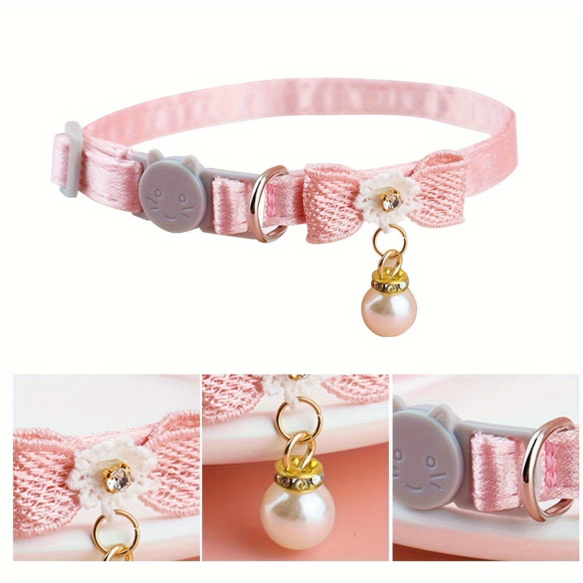 chic adjustable cat collar with lace bow tie soft comfortable polyester for everyday party wear Product details 1