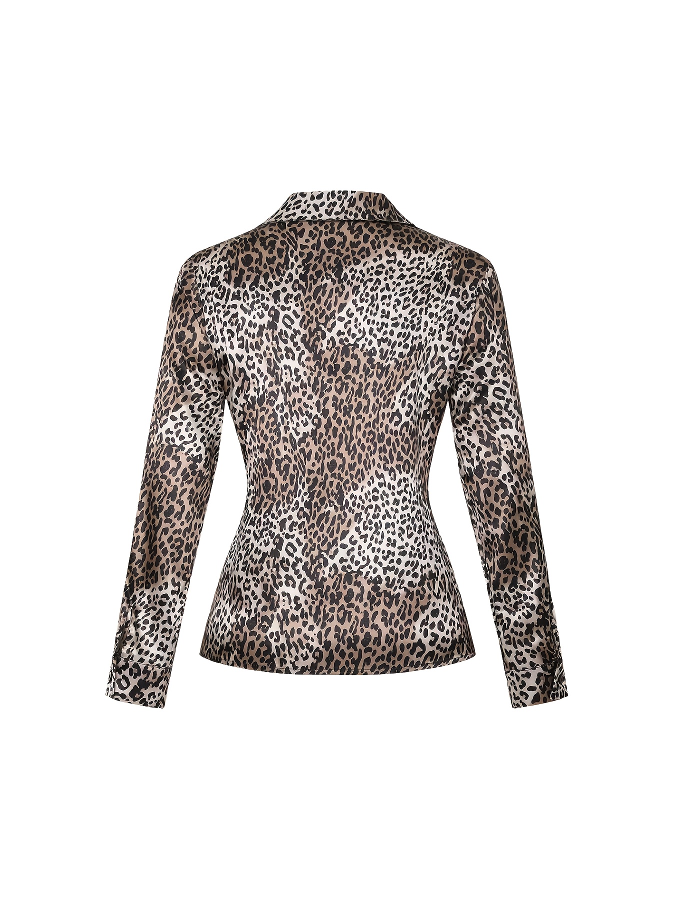 Camisa casual de manga larga para mujer, ideal para primavera y otoño, con cuello y botones con estampado de leopardo, perfecta para ocasiones casuales y formales, y lavable a máquina