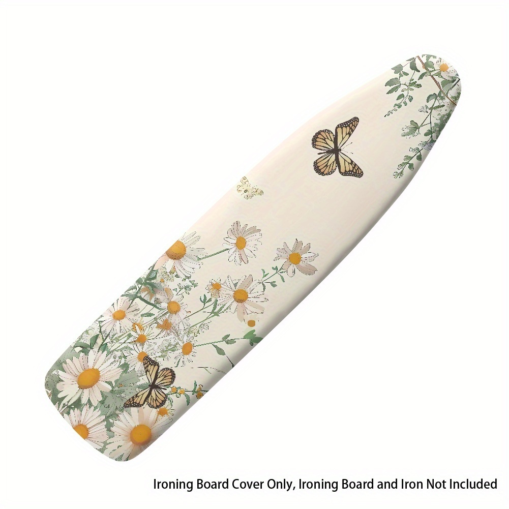 Image of 1pc Flower Theme Ironing Board Cover, No-heat Resistant, Washable Ironing Board Dust Cover, , Fits Most Standard Size Boards, Ironing Accessory, Home Decor For Spring Summer