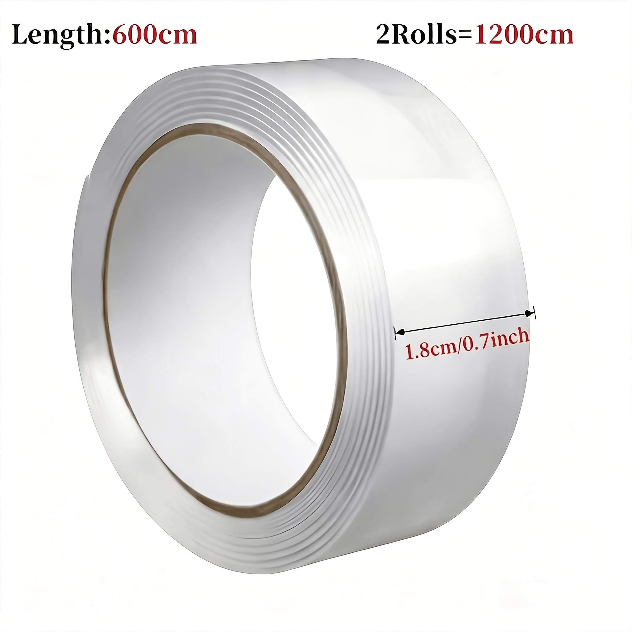 TEMU 2 Rolls High-strength Nano Double-sided Tapes | Total Length 629.92 Inches, Transparent, , Strong Adhesive, Suitable For Walls, Vehicles, And