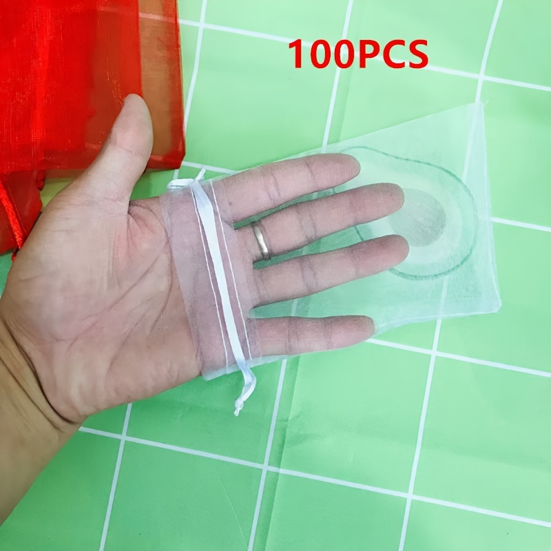 100pcs, Elegant White Organza Drawstring Bags (3.9 X 5.85"), (5 X 7") Perfect For Gifts, Cosmetics, Jewelry Bags, Suitable For Weddings, Parties, Festival Events. Convenient Luxury