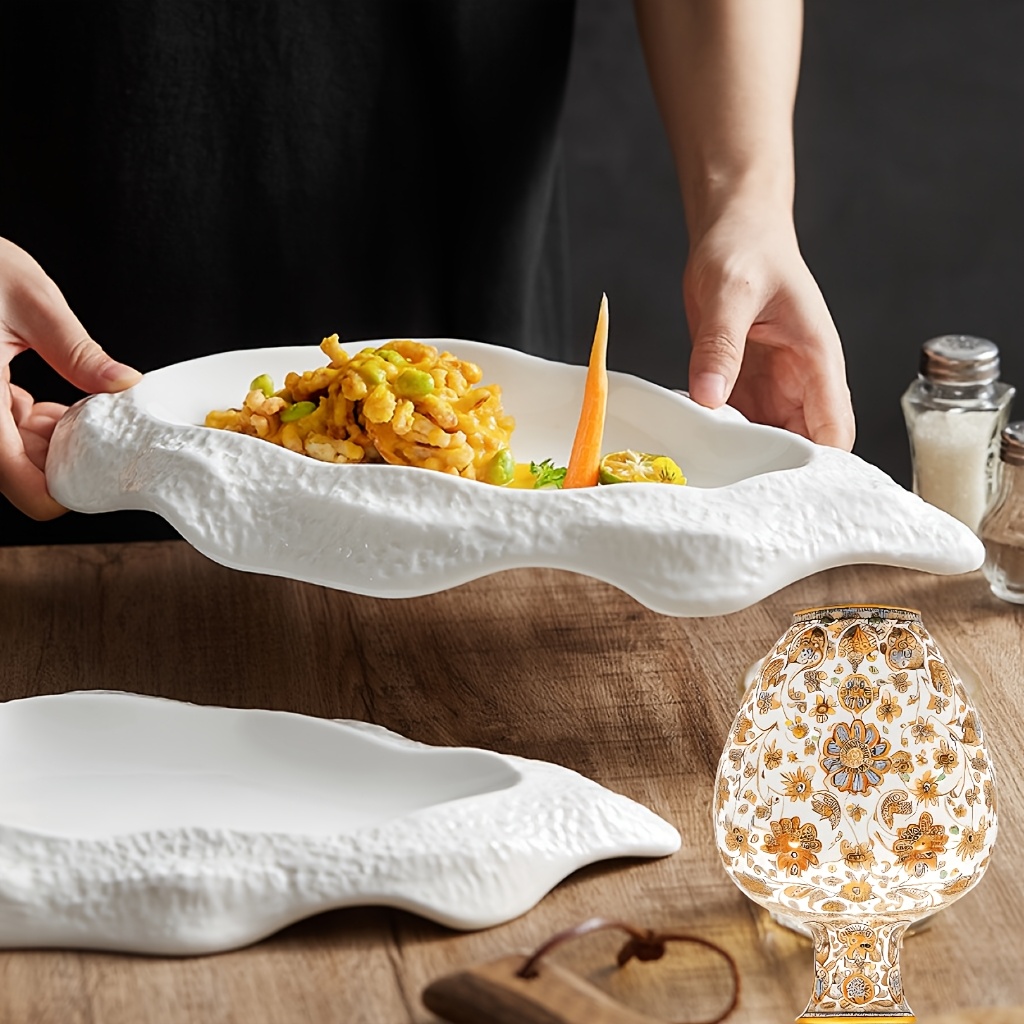 1pc rock-patterned creative tableware, suitable for serving special dishes in restaurants and family gatherings. Made of light luxury ceramics, this plate is full of artistic design. It is a purchasing product and a popular tableware for restaurants