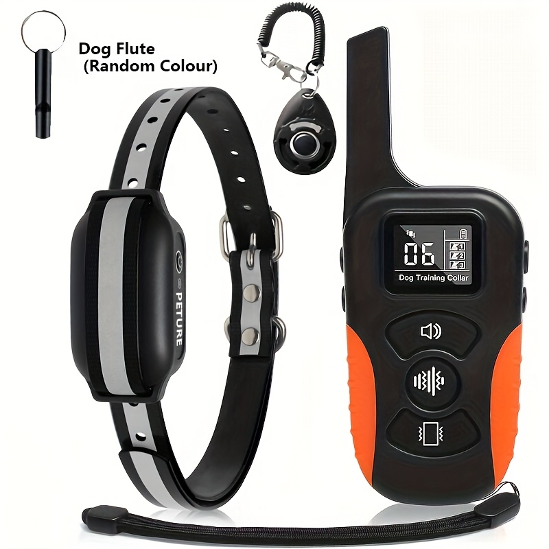 1005.84meter Range Dog Training Collar with Remote, Vibration &    , USB Rechargeable, Adjustable  , Durable Plastic for Small Medium Large Dogs (2.27-45.36KG) - Black with Orange Accents, Dog Training Collar, Pet Safety Gear,   Accessory, Sturdy Metal Clip