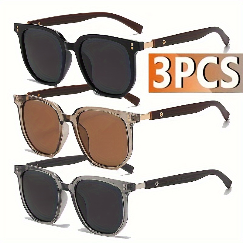 

3pcs Retro Square Polarized Fashion Glasses With Stud Detail - Fashionable For , Outdoor Activities, Driving & Travel