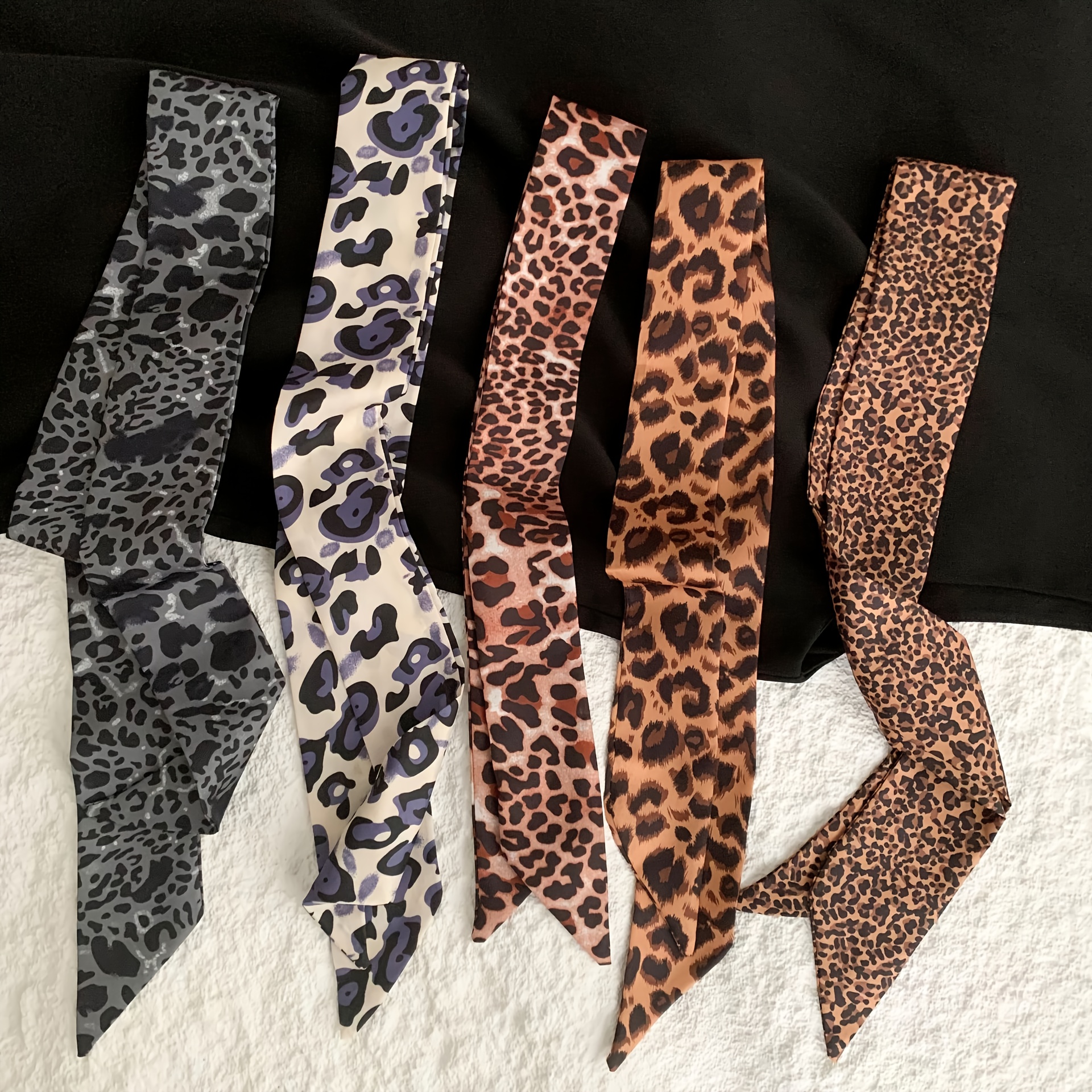 TEMU 5-teiliges Set Vielseitige Retro-Leopardenmuster Damen Stylish Haarband, Multifunktionale Vintage-Accessoires inklusive Schals, Kopftücher und
