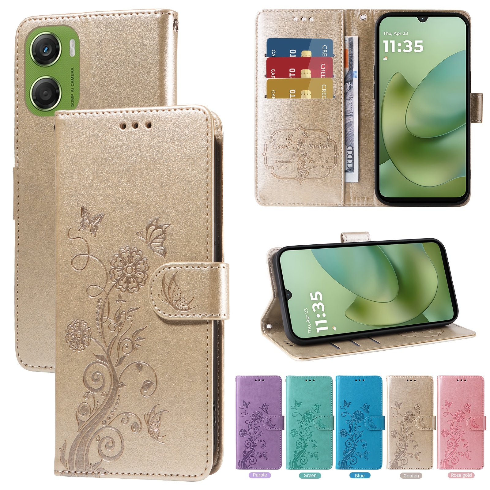 TEMU Phone Case: Suitable For Motog06 4g/ Compatible With Moto G06 Protection Case, Synthetic Leather Flip Cover Clip