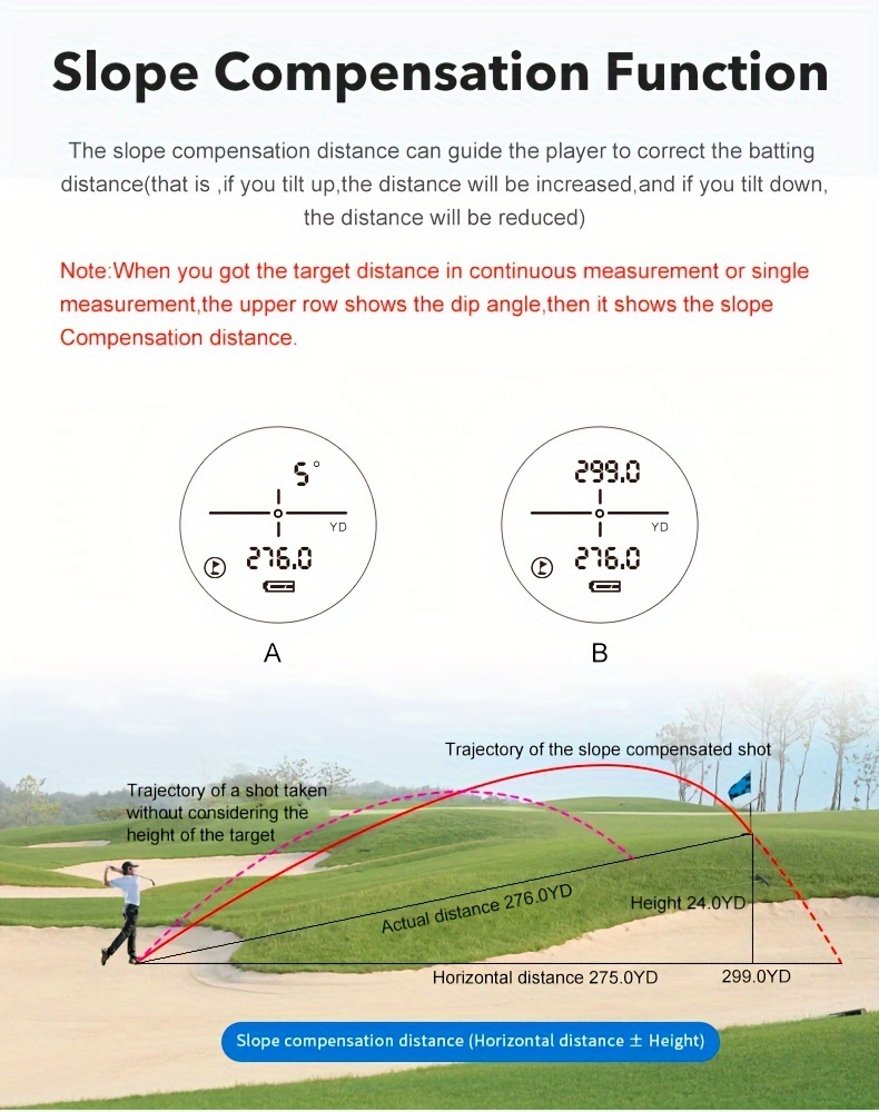 artbull golf laser rangefinder with slope compensation and flagpole locking 1000m details 3