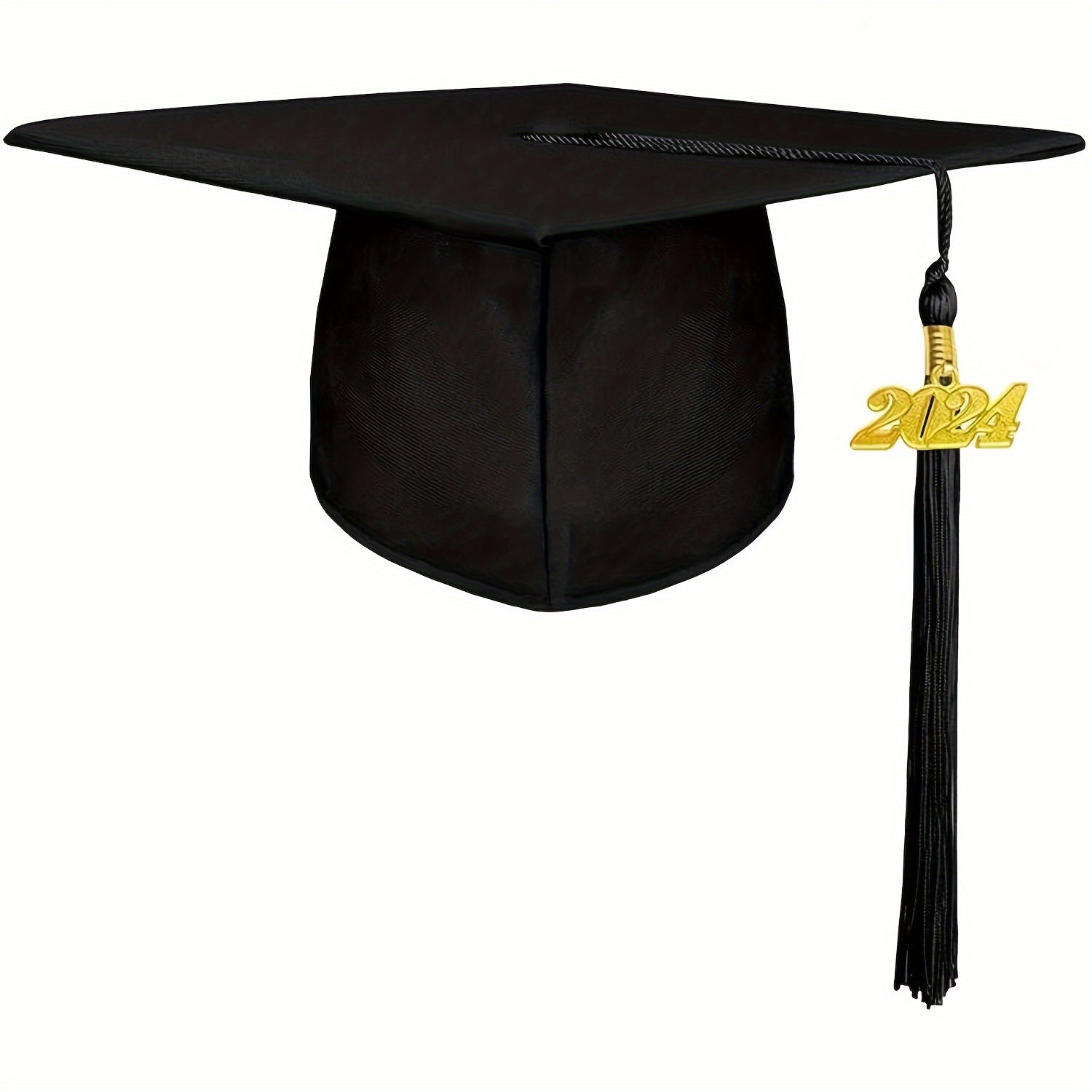 

1pc, 2024 Graduation Cap With Tassel, Adjustable Black Unisex Adult Academic Hat For Graduation Season Ceremony