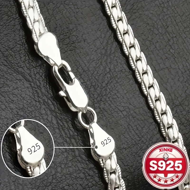 

A Luxurious 925 Sterling Silver Necklace Chain, Length 19.69 Inches, Elegant Design For Men And Women, Fashion Jewelry For Wedding And Engagement