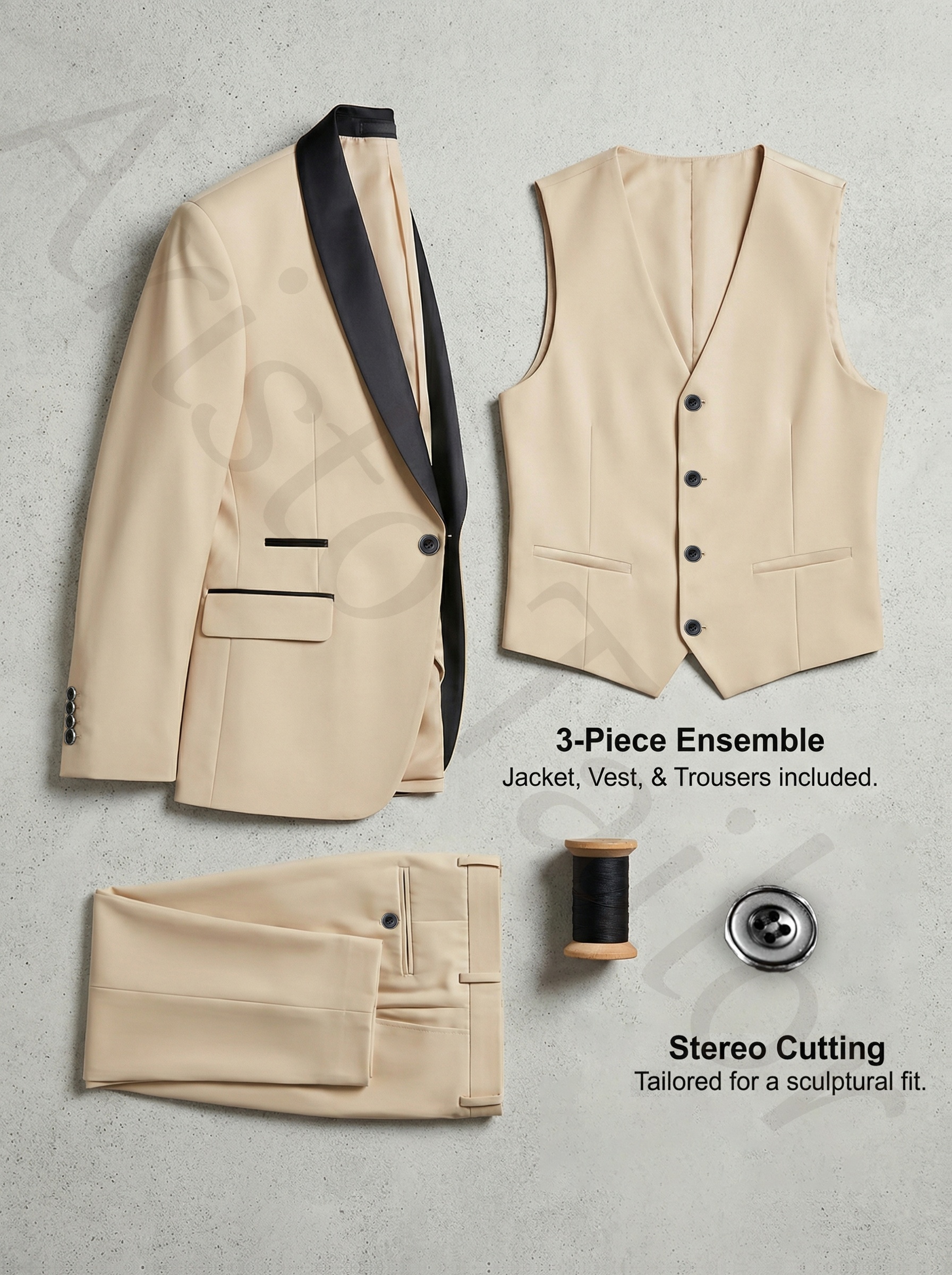 Ensemble de costume pour homme, 3 pièces, blazer, gilet et pantalon, tenue d'affaires pour garçon d'honneur, élégant et tendance, hommes de qualité supérieure, convient pour mariage, affaires, fête (avec pochette carrée)