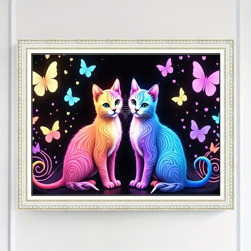 Chat Bleu - Point De Croix Estampé