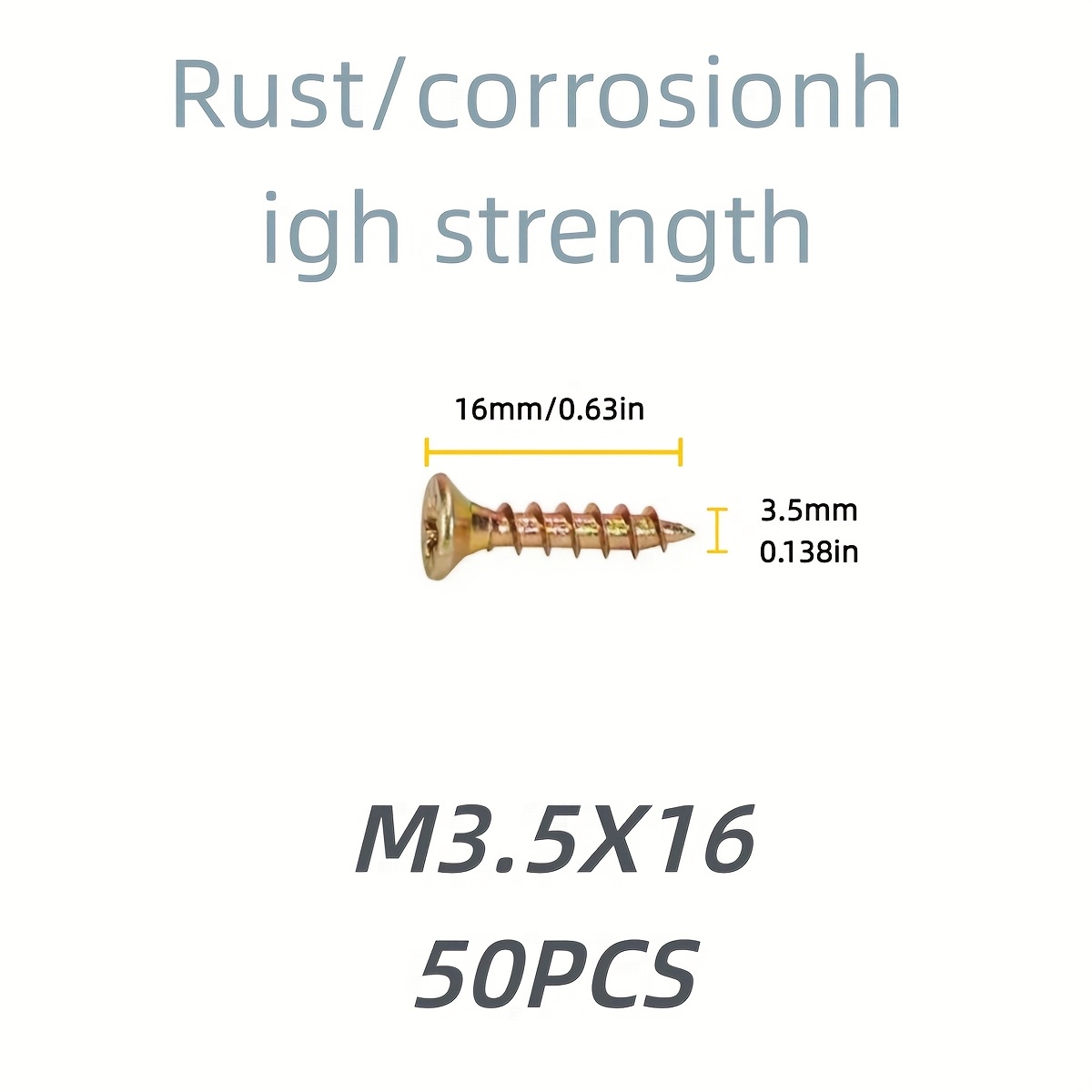E-shop 50 Stück hochfeste selbstschneidende Schrauben, Holzschrauben, M3,5 Senkkopf-Bohrschrauben, geeignet für Faserplatten & Holz - Matte