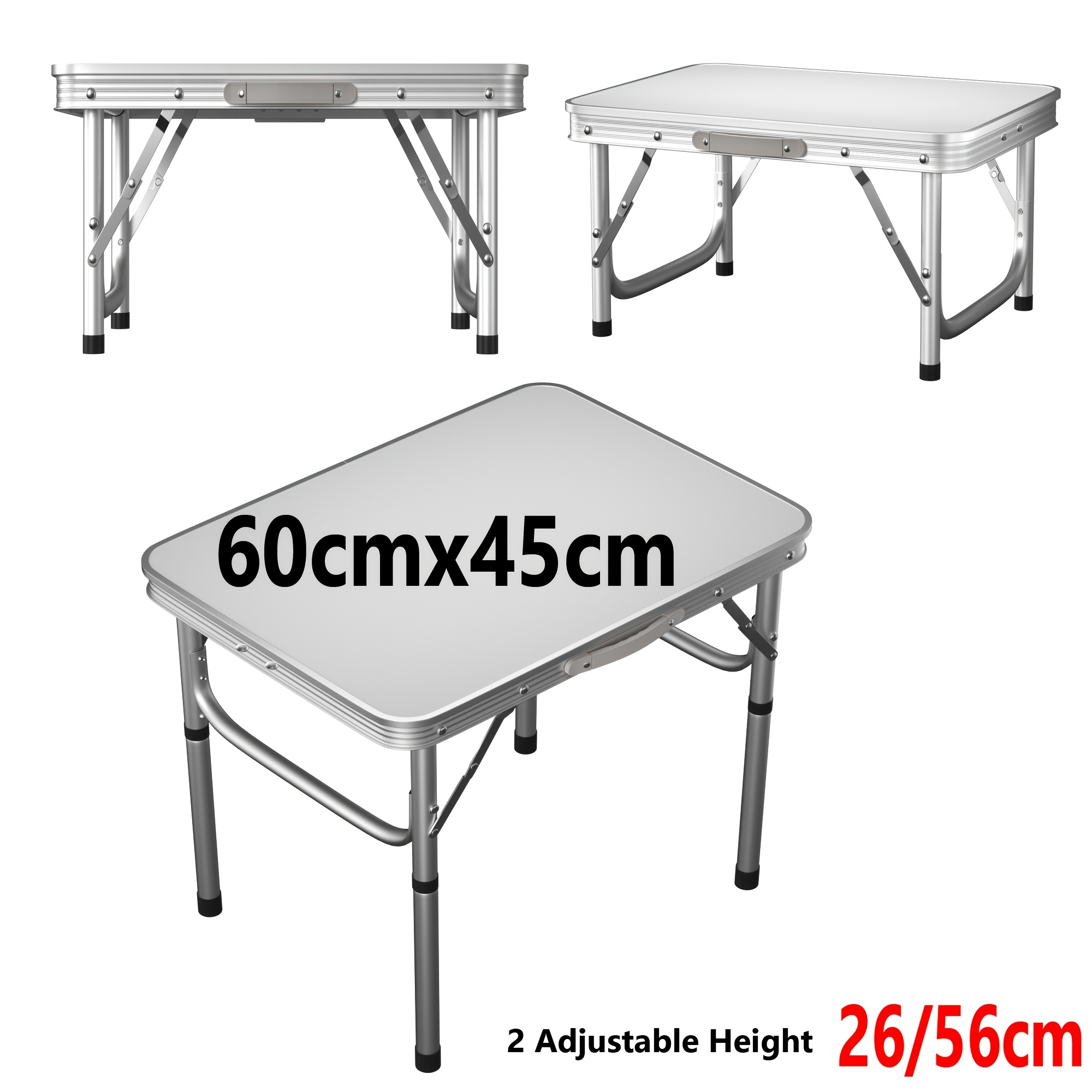 Folding Computer Table Bed Table, Waterproof Adjustable Height With Convenient Handle, For Outdoor Indoor Picnic Party Bbq Stall - In Multi Sizes, 60cm X 45cm / 2ft X 1.8ft