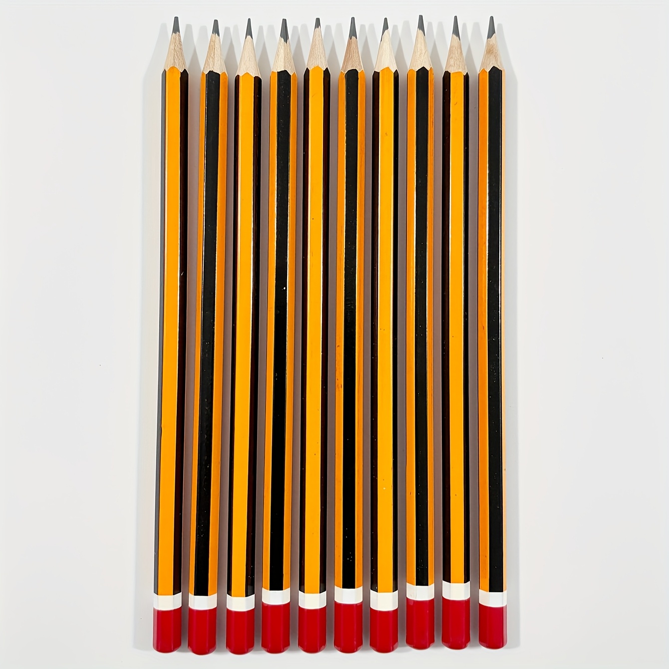 Image of 100/50/30/10pcs Premium Yellow Striped Pre- Pencils, Smooth And Sharp Writing, Ideal For Office And School, Halloween Trinket, Halloween Stationery, Christmas Gift, Christmas Stationery