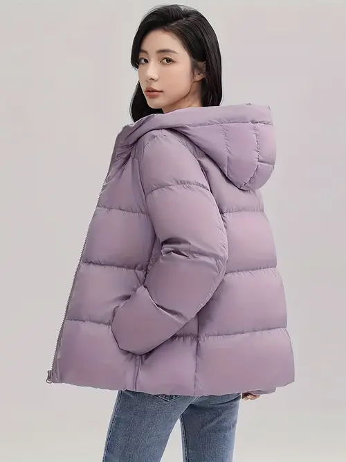 スタンドカラー パファー ジャケット、カジュアル 長袖 ジャケット 冬用、レディース服