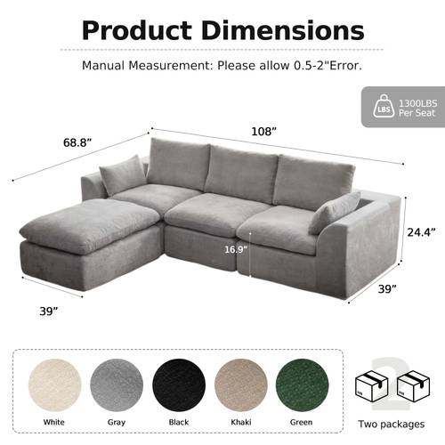 Cloud-shaped , Suitable for The Living Room. with Deep Cushions, Convertible Into An L-shaped Sofa And with Storage Armchairs, Suitable for Bedroom Apartments. Made Of Material.