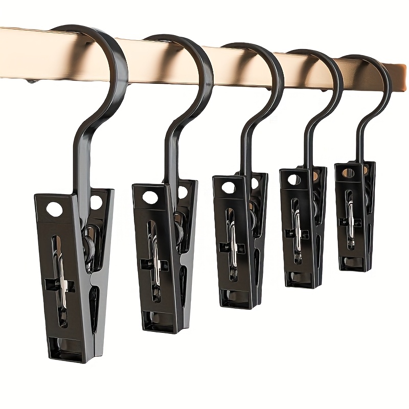 5-pack Windproof Plastic Clothespins With Hooks, Drying Clip For Pants, Socks, Leggings - Household Laundry Organizers