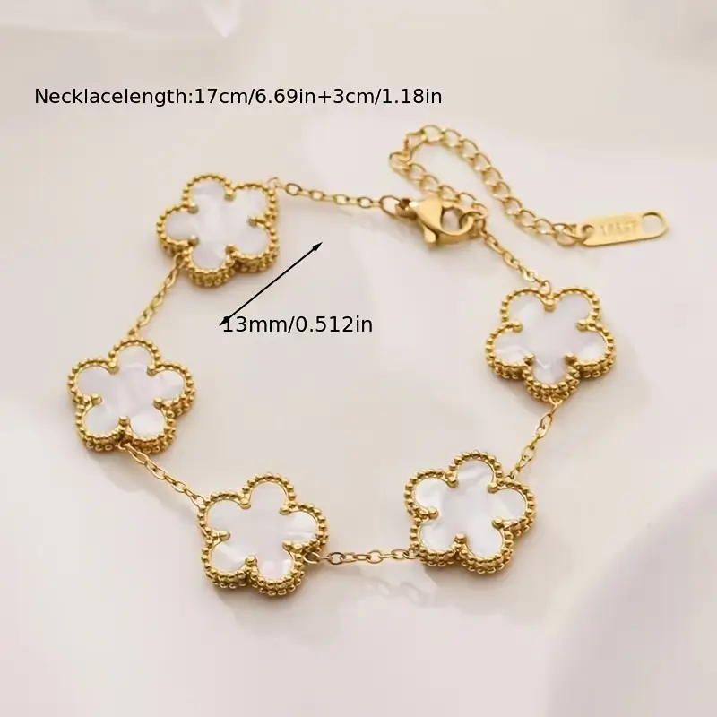a flower bracelet made of stainless steel a stylish and versatile accessory Product details 1